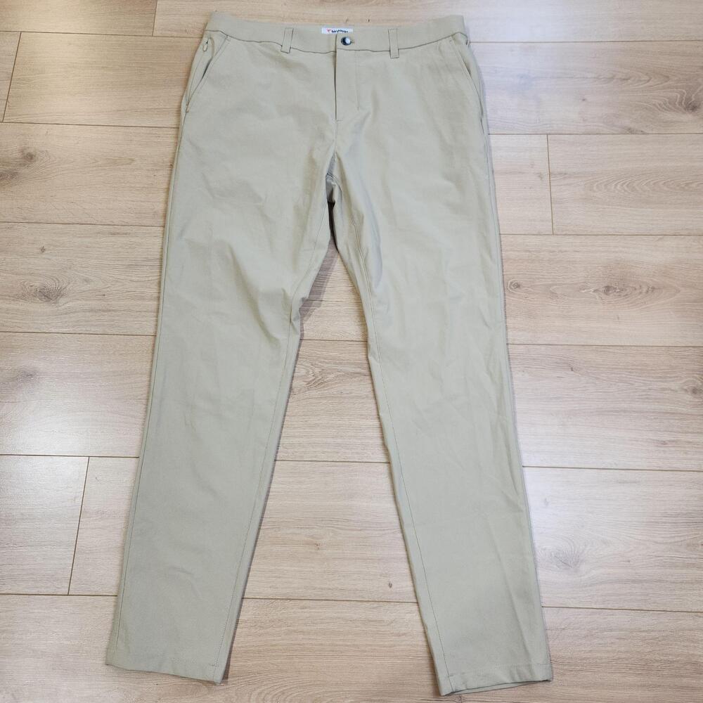 Birddogs Flex Chino Pants Mens 36x34 Beige Slim Stretch Casual Travel Tech